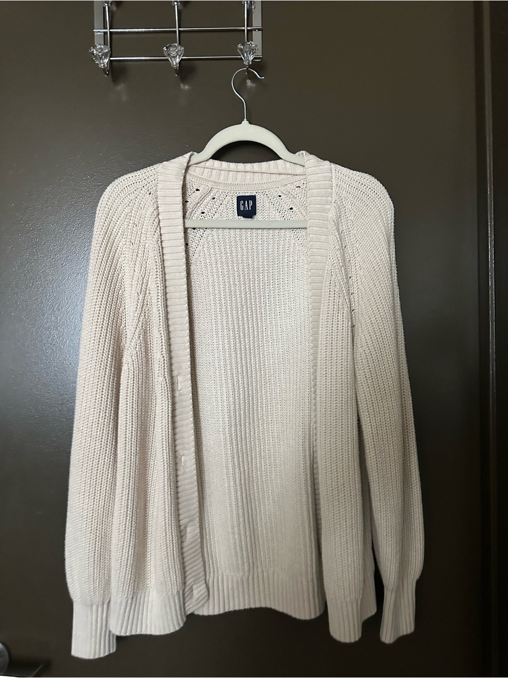 GAP Women's Cream Open-Front Cardigan Sweater